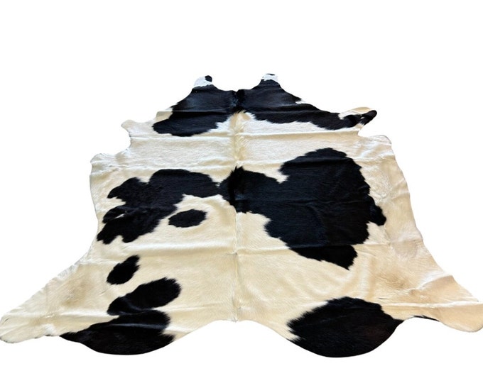 Holstein Cowhide Black and White Rug - Genuine Hair on Cowhide- Rug for Bedroom- Rug for Nursery-Top Quality Cowhide - True Size