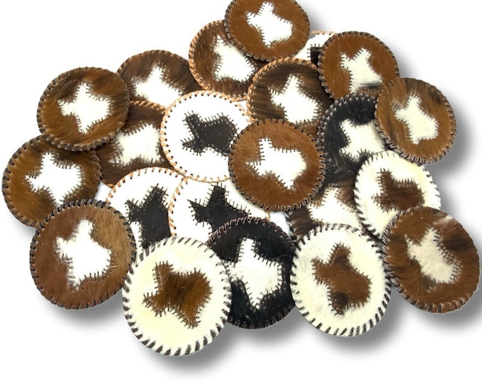 Texas Genuine Cowhide Coasters - Leather Lace- Round Assorted Mix - Individually Sold