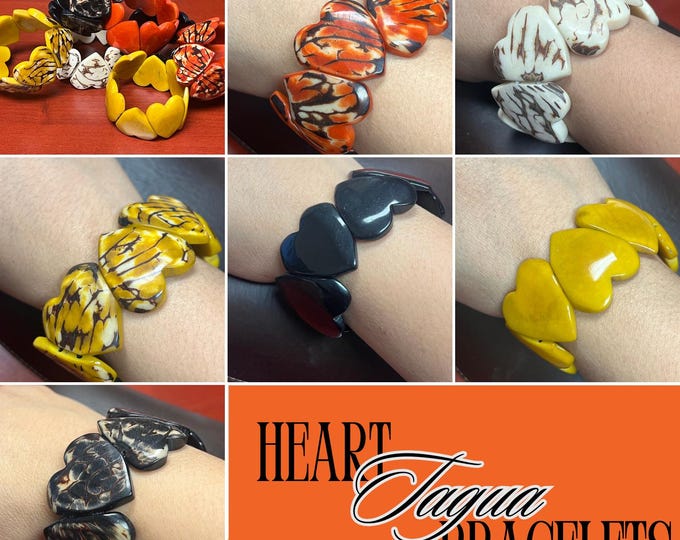 Handmade Tagua Nut Bracelet: Heart Beads, Eco-Friendly Jewelry