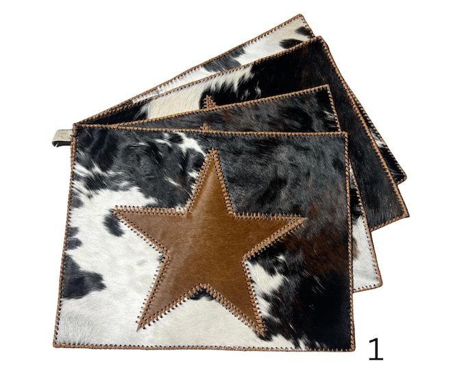 Stitched Cowhide Star Placemats Set
