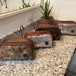Cowhide Leather Dopp Kit, Men&#39;s Toiletry Bag, Gift for Him, Travel Bag, Men&#39;s Travel Bag, Grooming Gifts