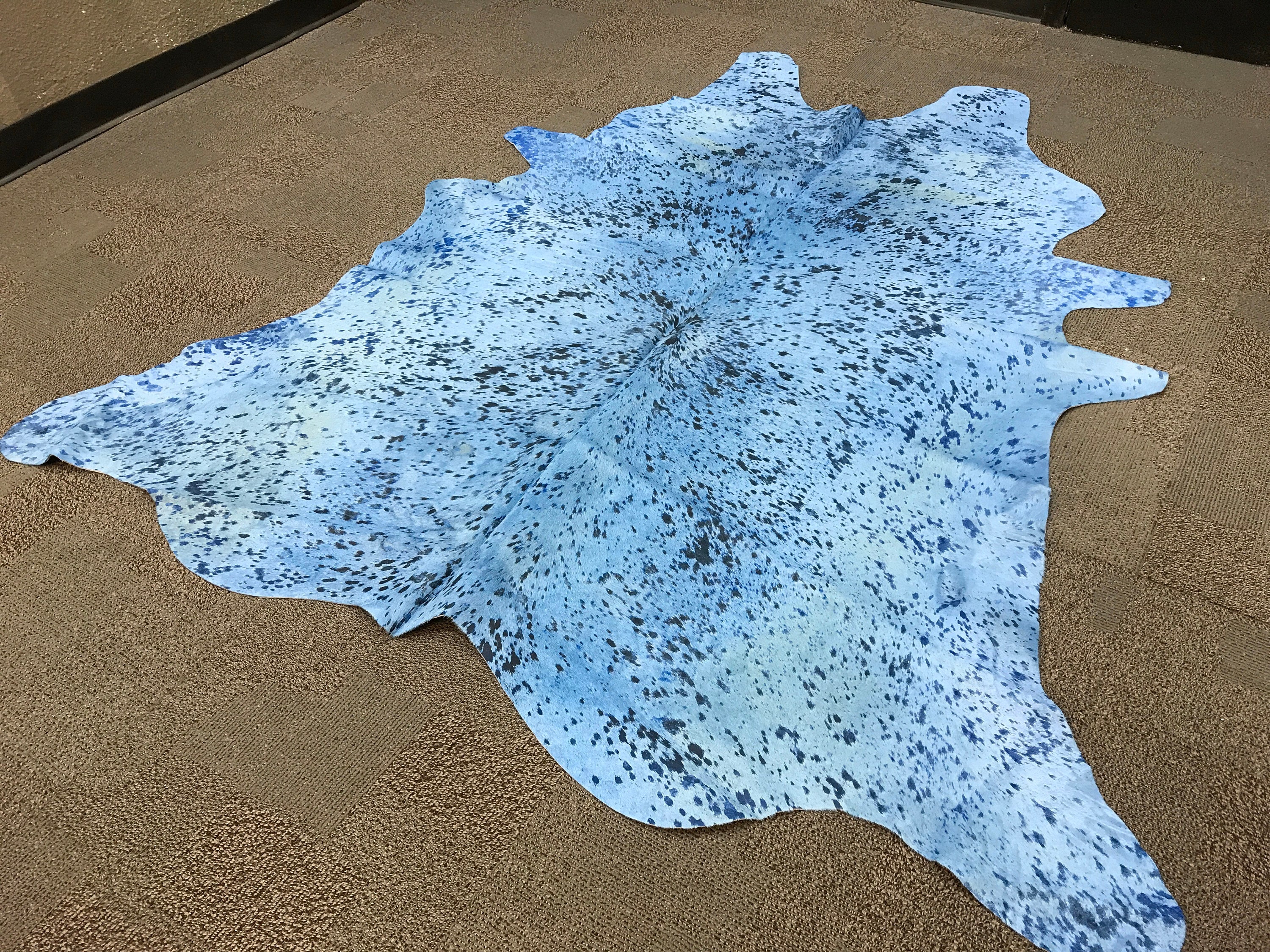 Acidwash Turquoise Cowhide Rug Large Size 7ft x 7ft Etsy