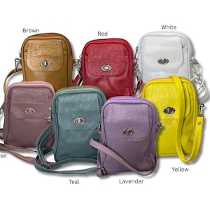 Genuine Leather Crossbody Bag, Small Lightweight Shoulder Purse in Stylish Colors