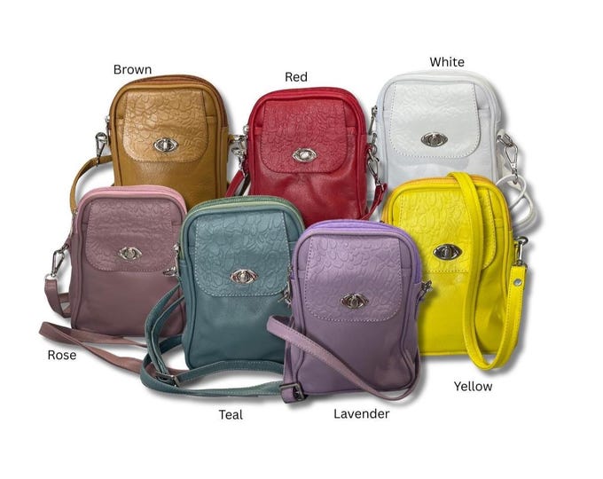 Genuine Leather Crossbody Bag, Small Lightweight Shoulder Purse in Stylish Colors