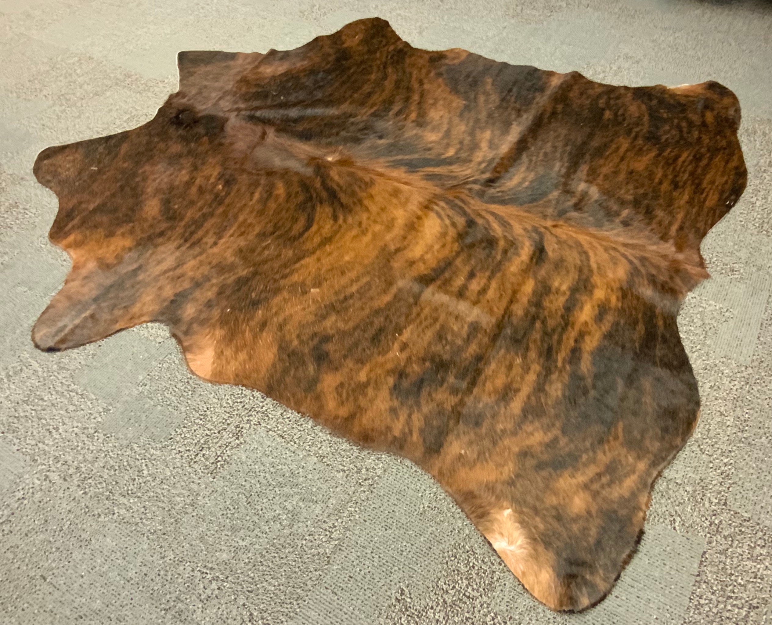 Brazilian Brindle Cowhide Rug Small Size 4.5t x 5ft Brazilian Top