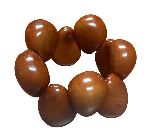 Handmade Tagua Nut Bracelet: Chunky Teardrop Beads, Eco-Friendly Jewelry