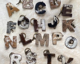 Cowhide Letter Keychain - Initial Keychain