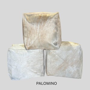 SALE!!! Handmade Patchwork Cowhide Pouf: 18X18X18in Ottoman Seat / BROWN PALOMINO