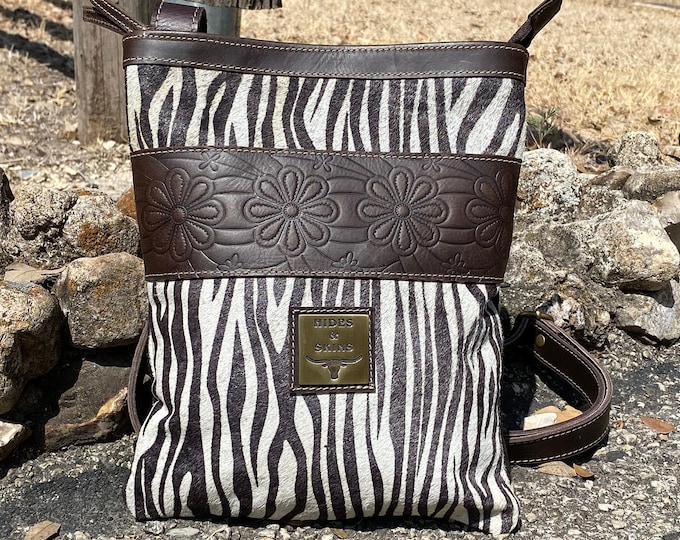 Adabelle Small Crossbody Purse – Southwestern Style with Exotic Cowhide & Embossed Leather
