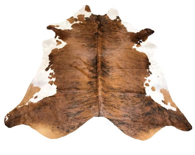 Brindle Cowhide Rug- Genuine Hair on Cow Hide- Top Quality