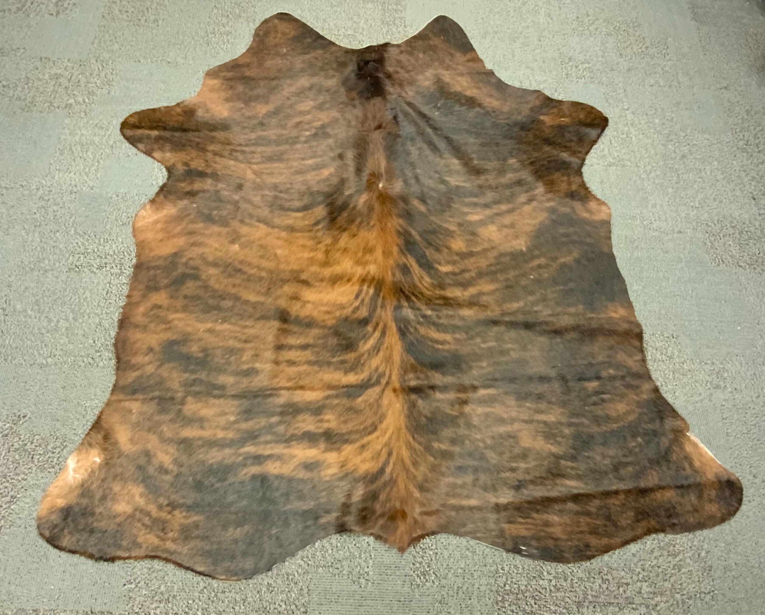 Brazilian Brindle Cowhide Rug Small Size 4.5t x 5ft Brazilian Top