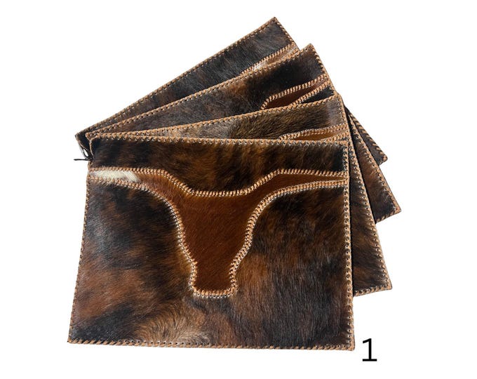 Stitched Cowhide Long Horn Placemats Set