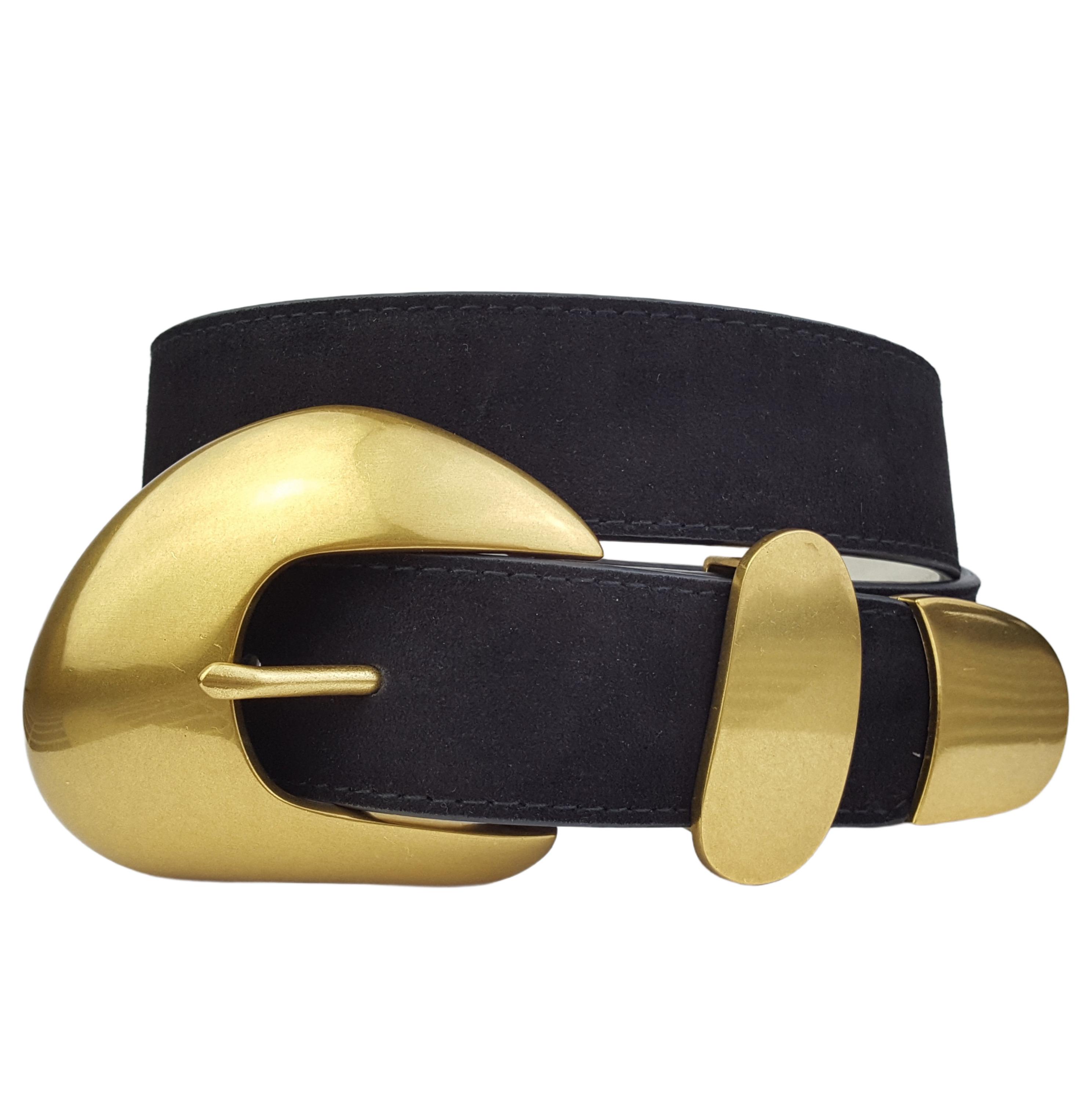 Vintage 90s Plum Suede Leather Belt Gold Buckle Minimalist Vintage 90s Brown Suede Belt | Minimalist everyday capsule  main image 4