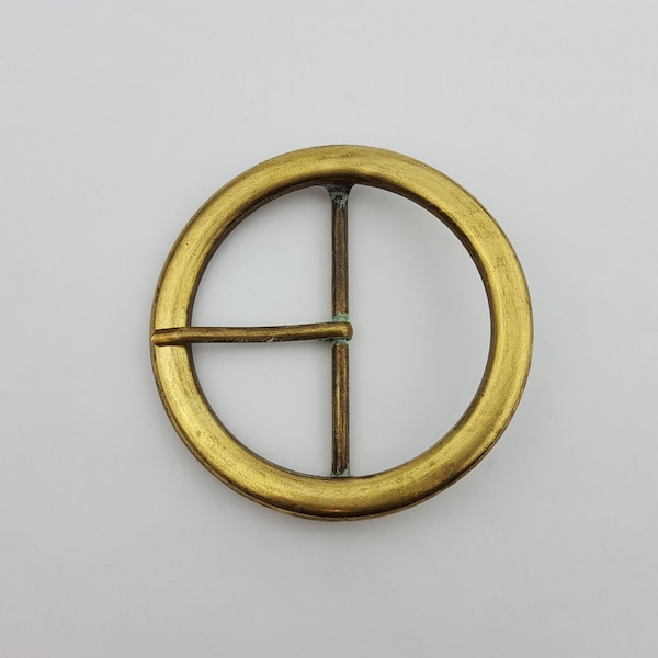 Round Shiny Brass finish Buckle for wide belt