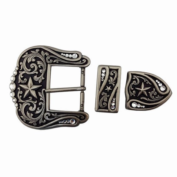 Western silver best sale belt buckle sets