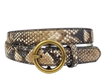 VTG Brown Snake-Texture Navy Fabric Waist Belt Gold Buckle il_fullxfull.4180165244_68l1.jpg main image 4