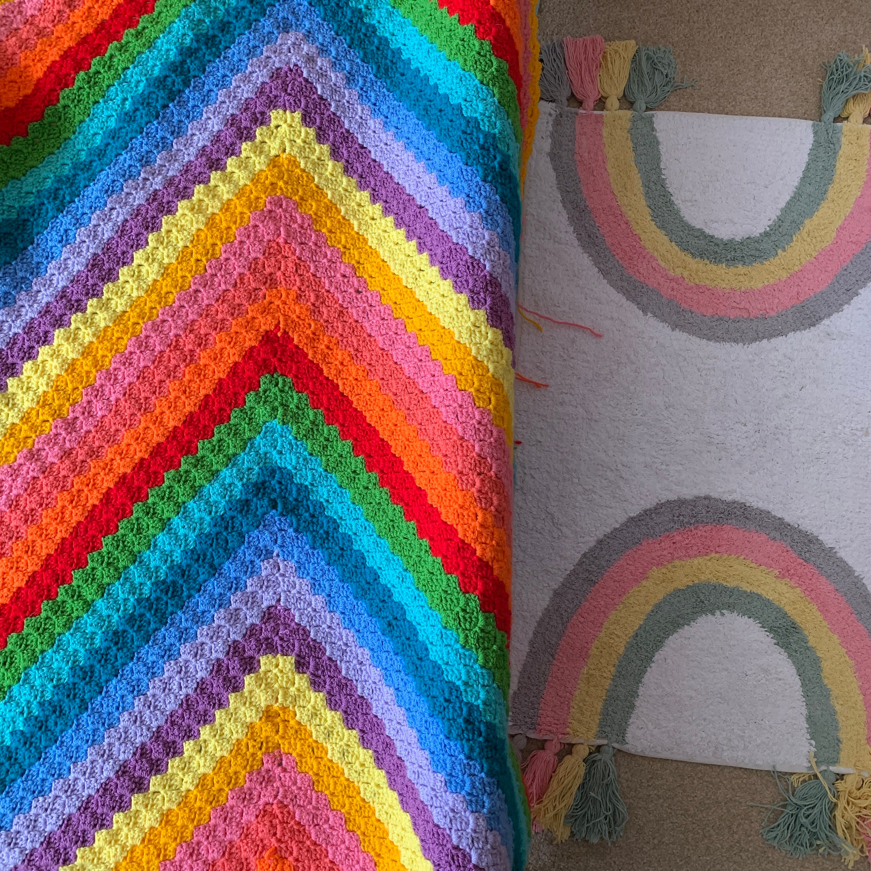 40 Rainbow Blanket Crochet Patterns to Brighten Baby Rooms, Throws, and Gift Giving 9 Exploded Rainbow Crochet Blanket Pattern: Colorful