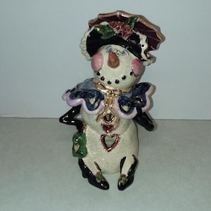 Heather Goldmine Christmas Snowman Votive Candle Holder 2001 Bluesky Corp Holiday Home Decoration