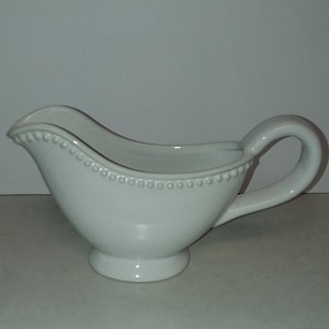 White Ceramic Gravy Boat Kitchenware Holiday Serving and Dining