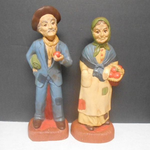 Old World Ceramic Man & Woman Artist Signed Dottie. 1981 Hand Painted