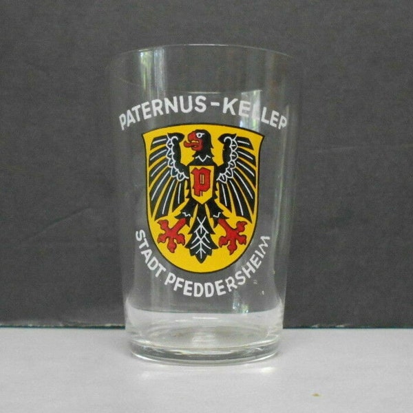German Clear Shot Glasses. Paternus-Kellep Stadt Pfeddersheim