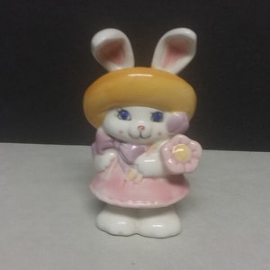 Russ Ceramic Girl Easter Bunny Rabbit Figurine