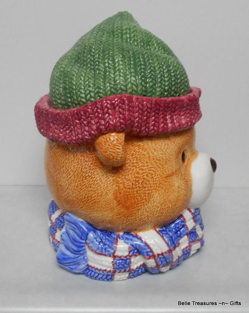 Vintage Teddy Bear Head Ceramic Cookie Jar