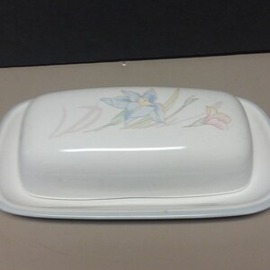 Covered Butter Dish Pink and Blue Floral Made in Thailand