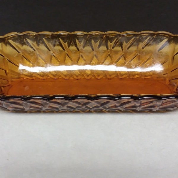 Amber Glass Oblong Candy Dish