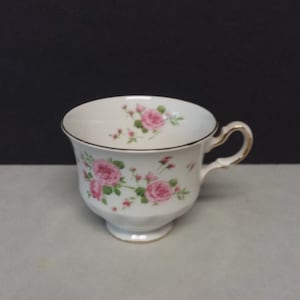 Avon 1974 Bone China Porcelain Cup Pink Roses Theme Made in England