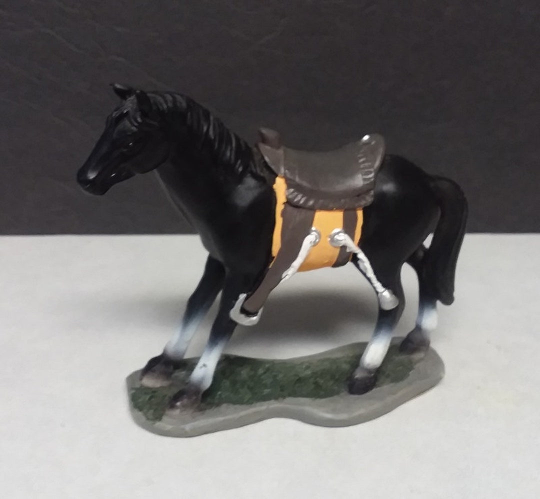 Vintage Black Horse Figurine and Saddle Hard Plastic Etsy
