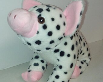 Black & White Spotted piglet plush stuffed animal toy adorable pig hog