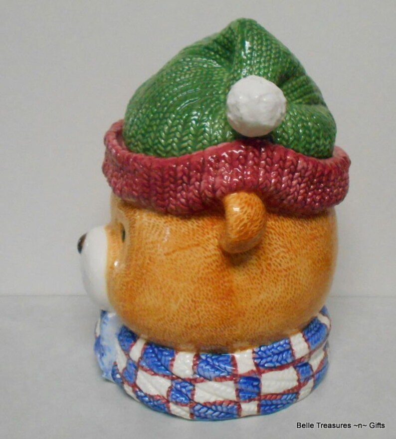 Vintage Teddy Bear Head Ceramic Cookie Jar