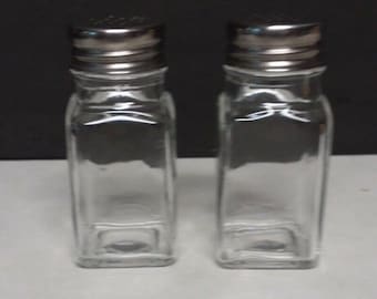 Vintage Square Glass Salt and Pepper Shakers