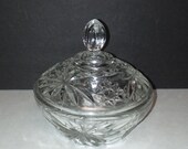 Starburst Cut Glass Covered Candy Dish