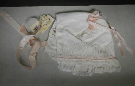 Baby Bonnet Pink Ribbon Vintage NEW old stock - image 1