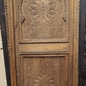 Moroccan Alhambra granada interior door Moorish brown geometric carved wooden door