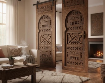 A great antique African dogon wooden door: sliding barn door style the Moroccan way