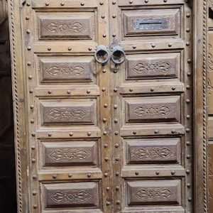OLD Double door Vintage Wooden door Moroccan interior/exterior door Bedroom door Moorish brown carved wrought iron door
