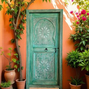 Moroccan alhambra green interior door