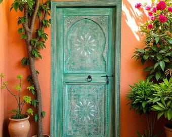 Moroccan alhambra green interior door
