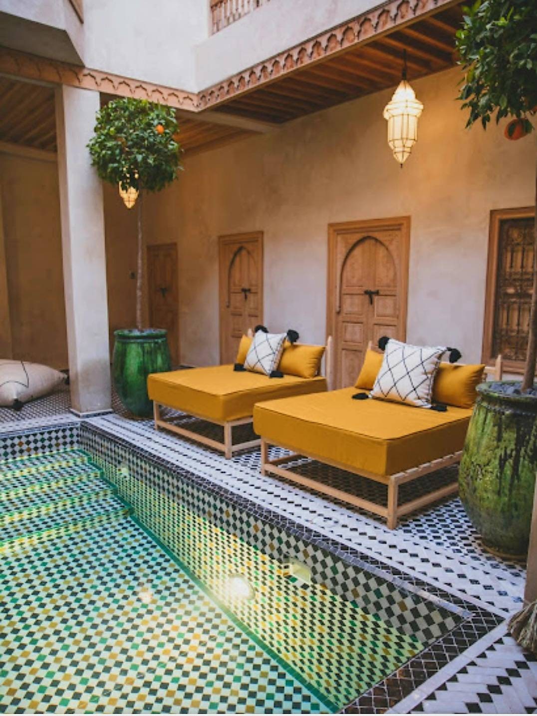 Handmade Moroccan Wooden Double Door, Geometric Carved Design, 86"x38.5 ...