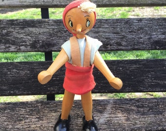 antique wooden pinocchio doll