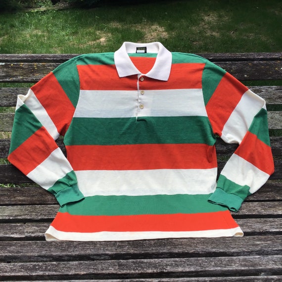 Vintage Rugby Shirt, Long Sleeve Polo, Knit Polo S