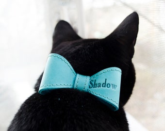Collar de gato personalizado Pajarita Collar de perro personalizado pajarita de cuero collar portador de anillo accesorio para mascotas collar de grabado regalo para los amantes de las mascotas