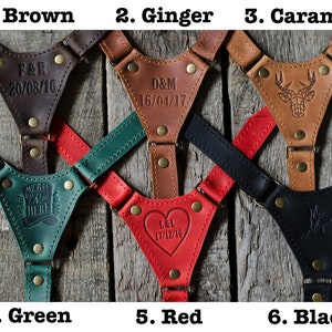 Personalized leather suspenders leather suspenders with Monogram wedding suspenders mens braces for grooms suspenders Groomsmen gift retro image 8