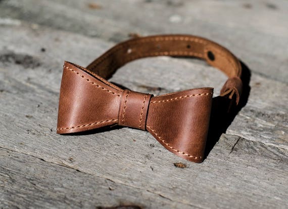 leather dog collar with bow