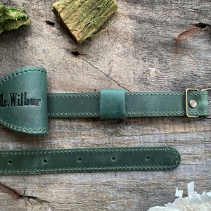 Personalized green collar Bow-tie Custom dog collar leather bowtie ring bearer collar Wedding accessory engraving collar gift for pet lover