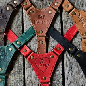 Personalized leather suspenders leather suspenders with Monogram wedding suspenders mens braces for grooms suspenders Groomsmen gift retro image 7
