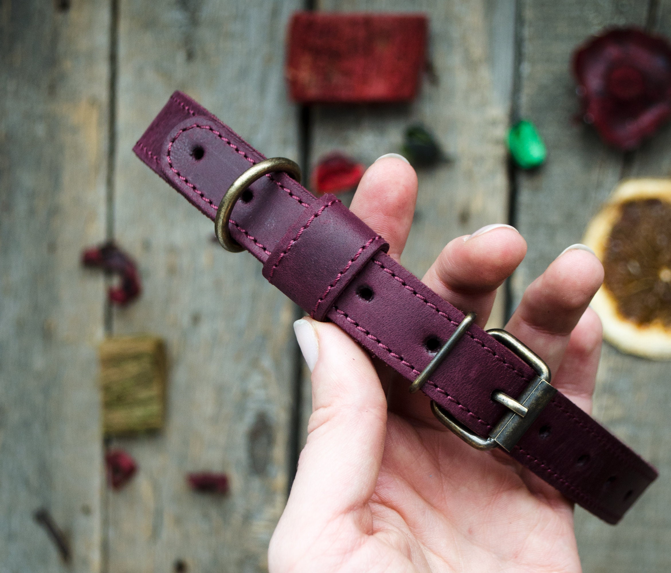 Personalized Leather Dog Collar, Engraved Pet Wedding Collar